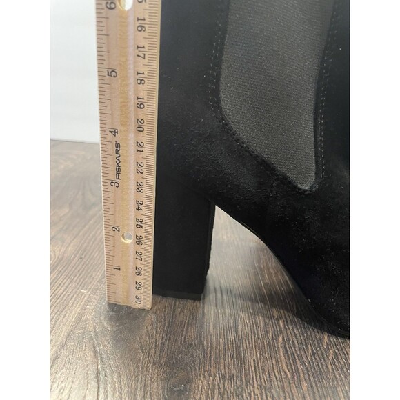 Steve Madden Subtle Black Suede Dual Gore Pull-On Block Heel Boot Sz 9.5M - Picture 3 of 8